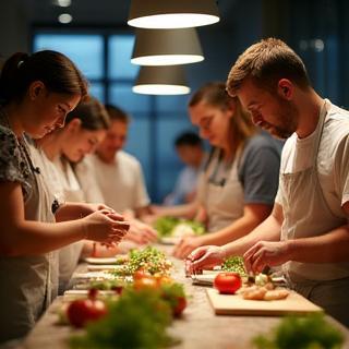 People participating in a cooking class