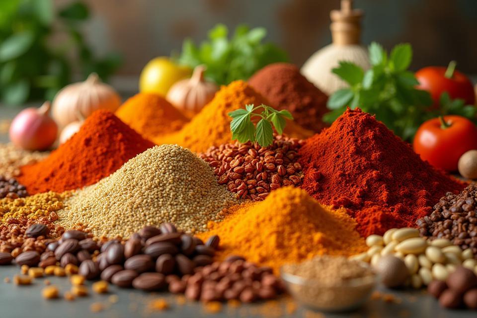 Delicious array of international food ingredients